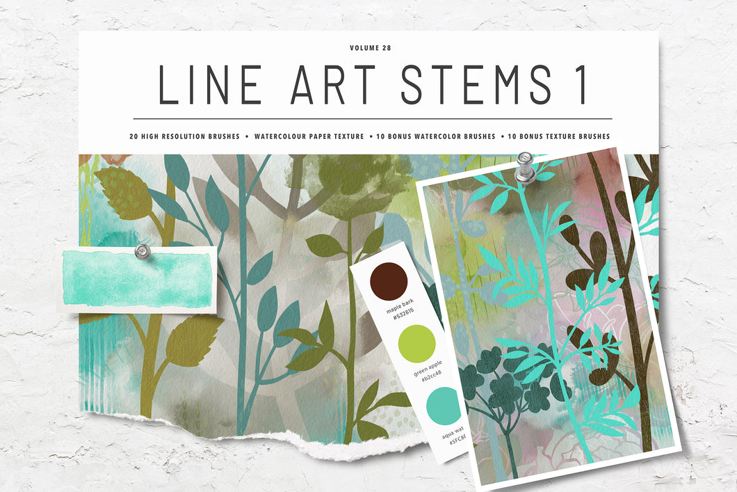 Volume 28 Silhouette Stems Procreate Stamp Brushes