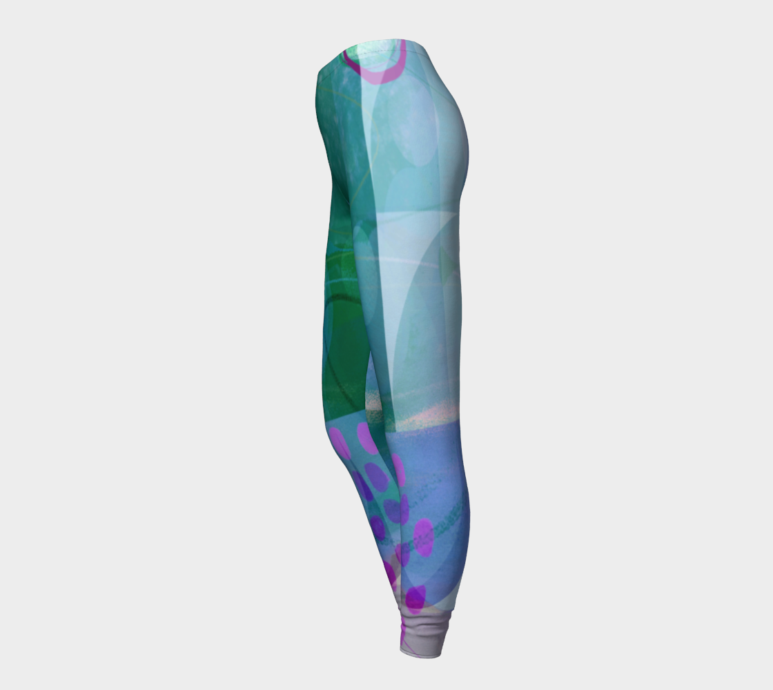 Caring Cup Teal/Purple Leggings by Deloresart - deloresartcanada
