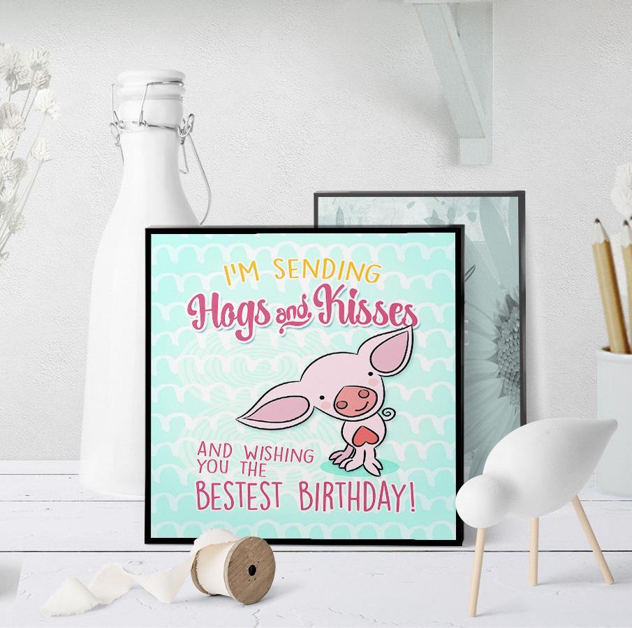 1238 Piggy Birthday 1 Art - deloresartcanada