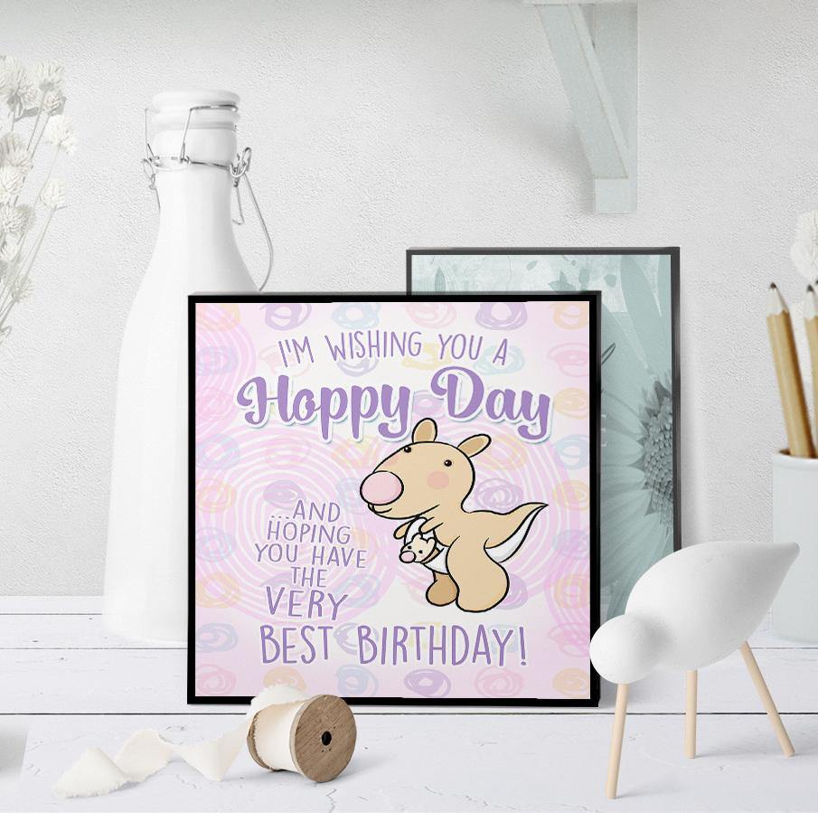 1239 Kangaroo Birthday 1 Art - deloresartcanada