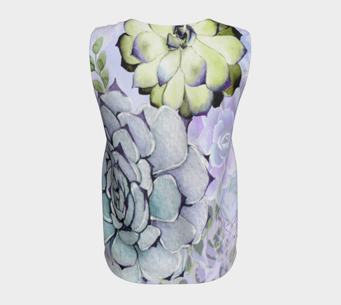 Pekinese Garden Loose Tank in Mauve and Moss - deloresartcanada