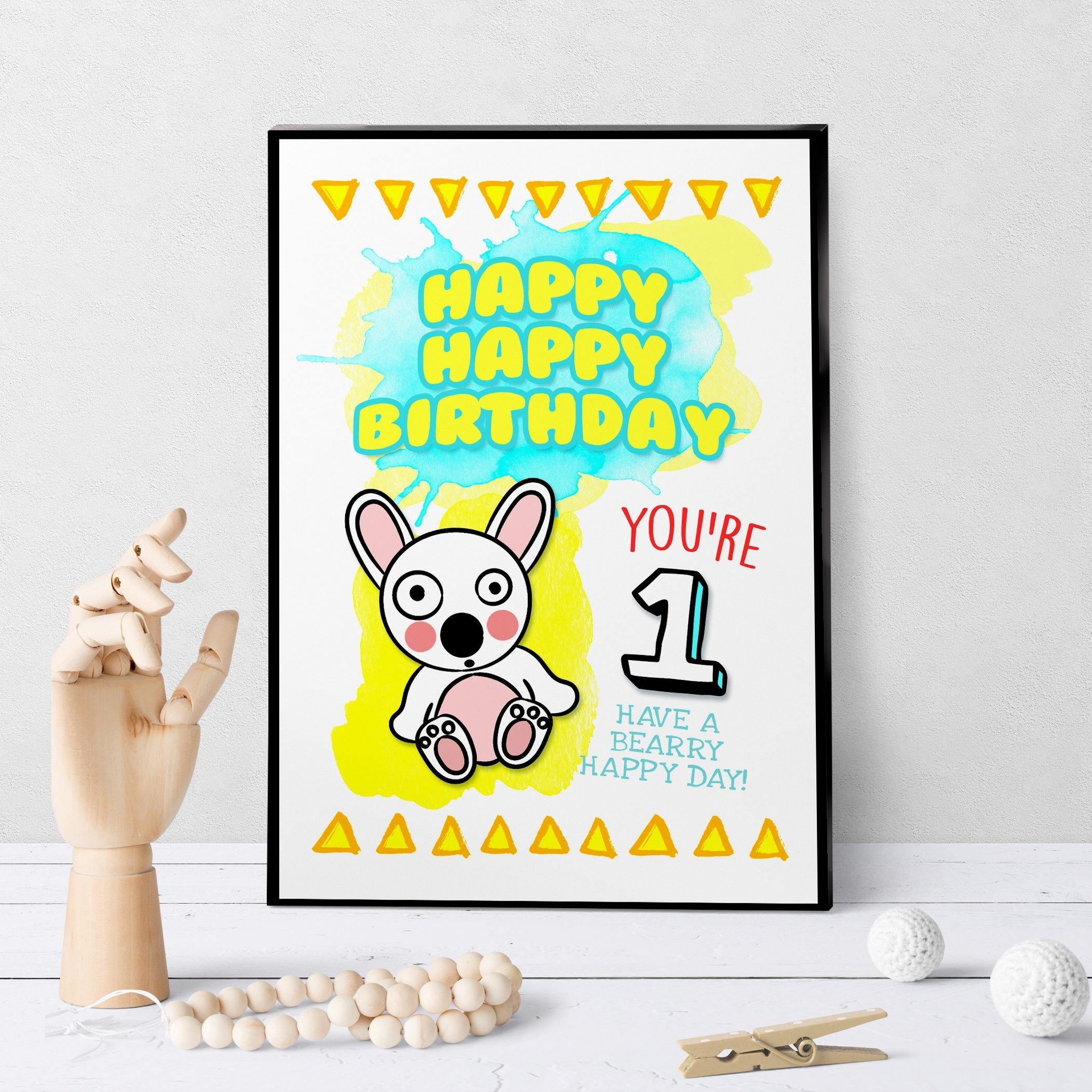 1240 Baby Bear Age 1 Birthday Art - deloresartcanada