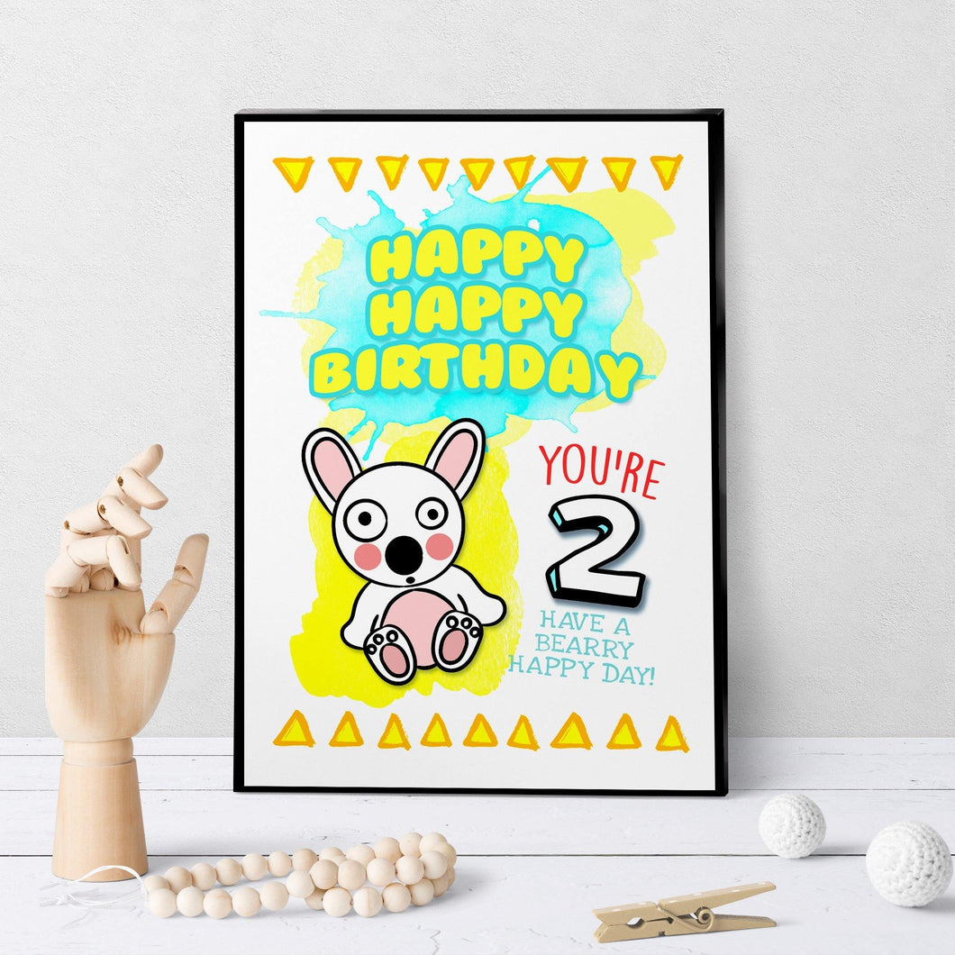 1240 Baby Bear Age 2 Birthday Art - deloresartcanada