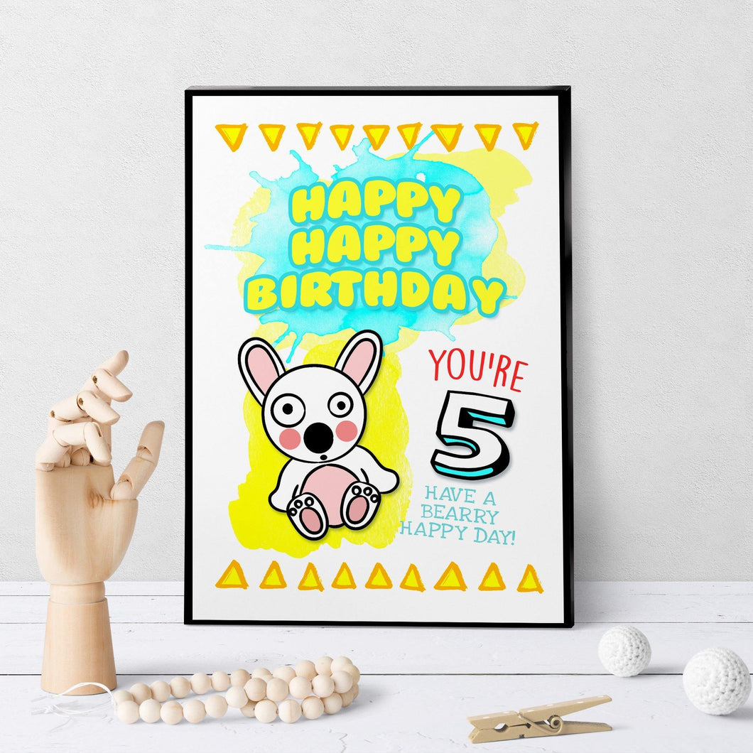 1240 Baby Bear Age 5 Birthday Art - deloresartcanada