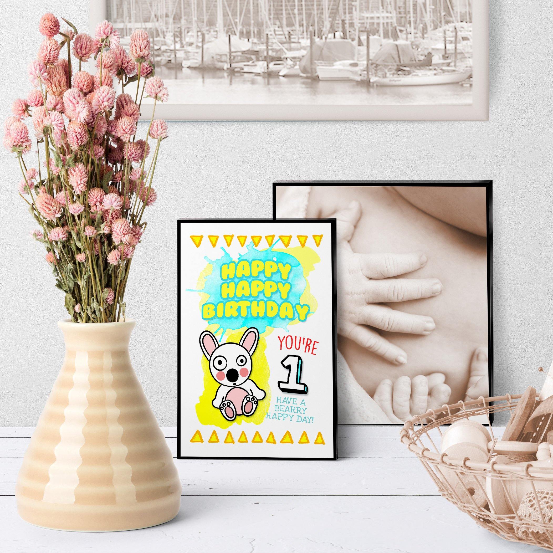 1240 Baby Bear Age 1 Birthday Art - deloresartcanada