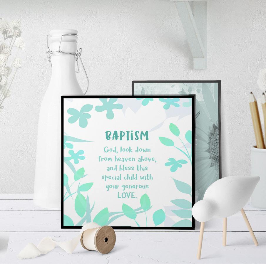 1293 God Bless With Generous Love Baptism Art - deloresartcanada
