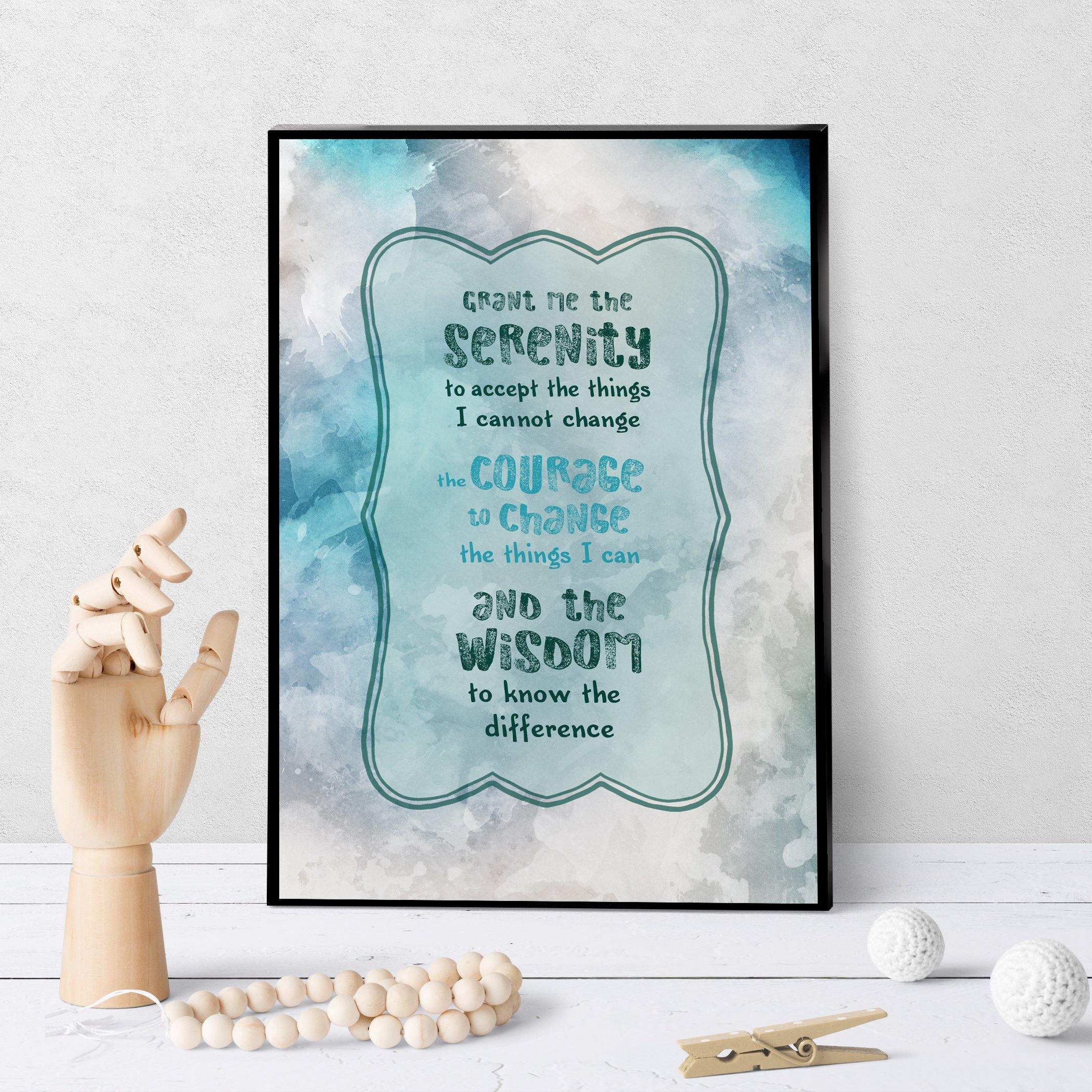 1305 Serenity Prayer Blue Floral Art - deloresartcanada