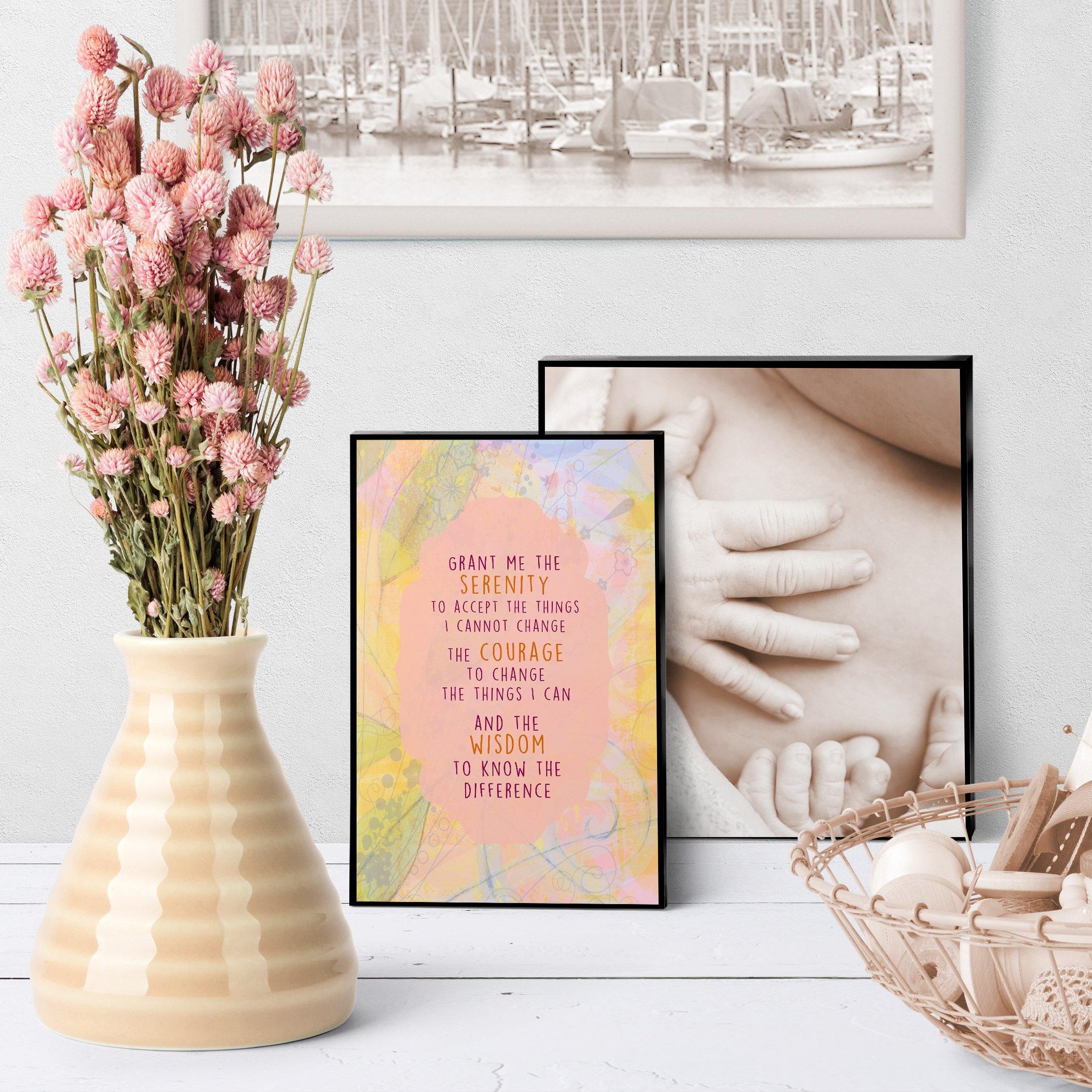 1306 Serenity Prayer Pink Floral Art - deloresartcanada