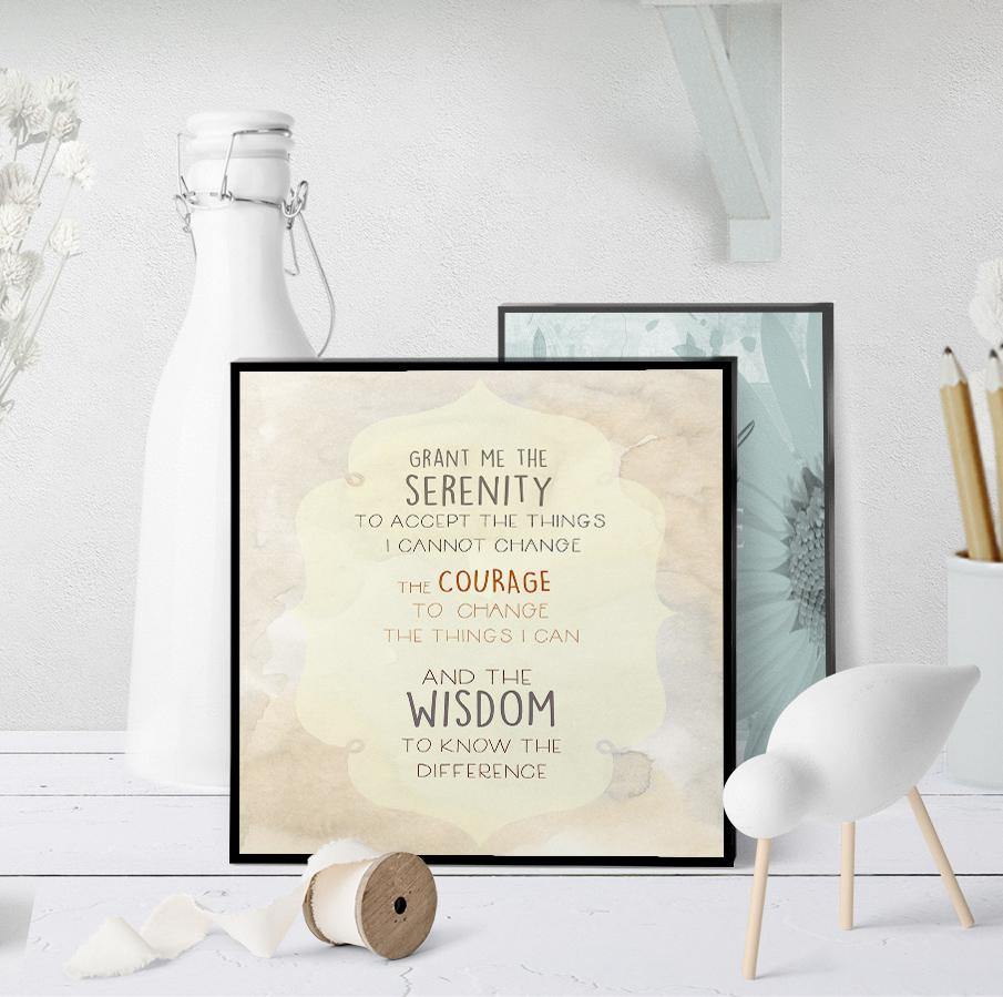 1307 Serenity Prayer Soft Neutral Watercolor Art - deloresartcanada