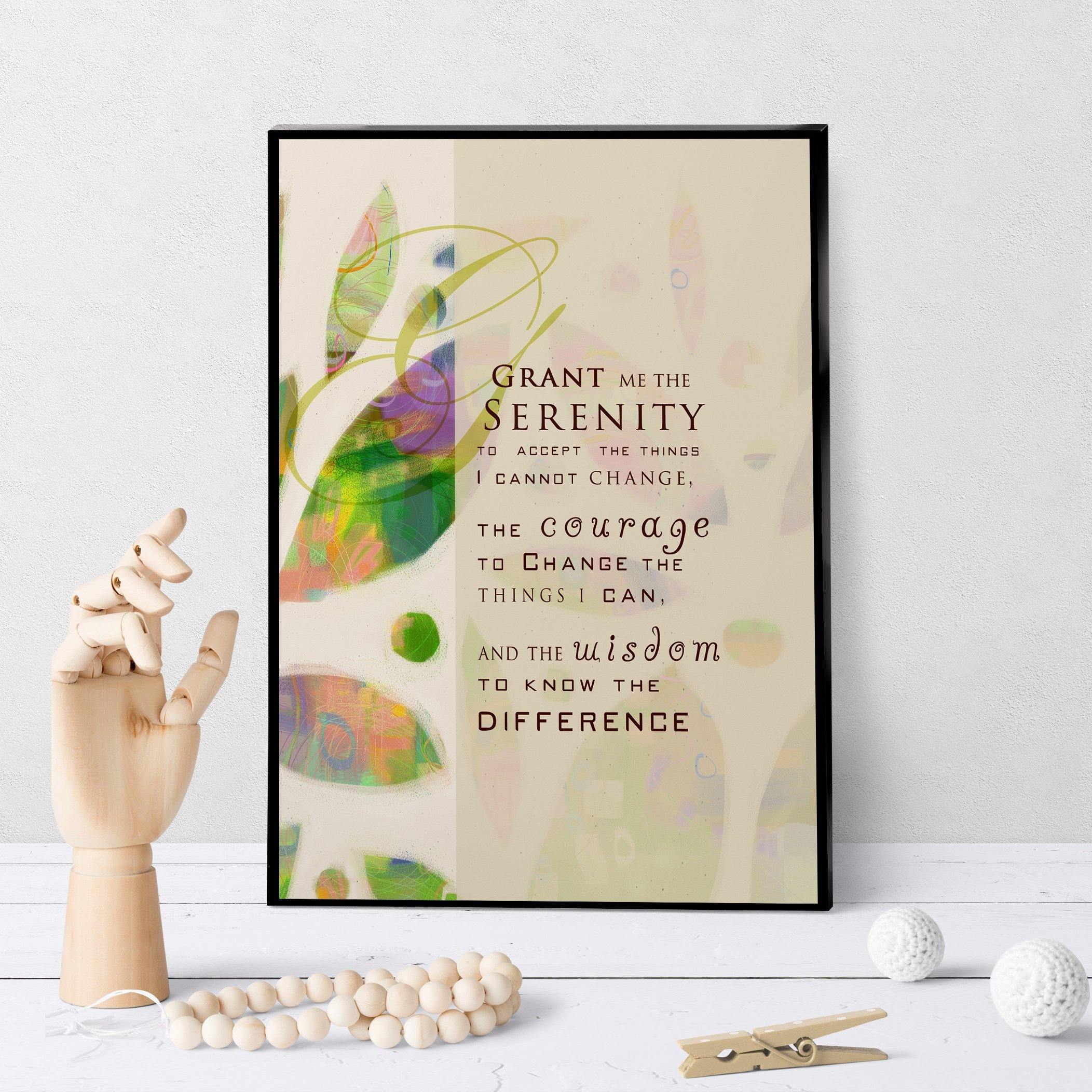 1309 Serenity Prayer Abstract Leaves Art