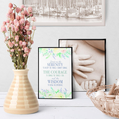 1313 Serenity Prayer Watercolour Floral Art - deloresartcanada