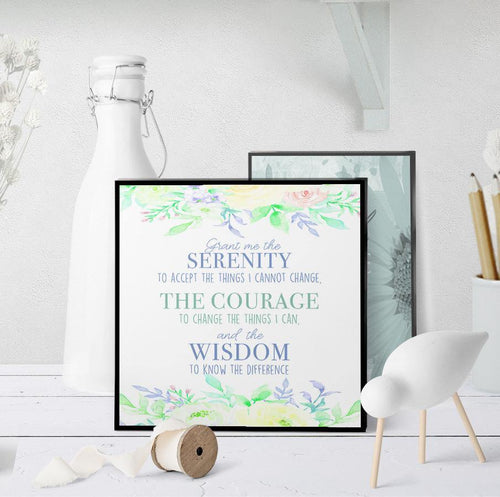 1313 Serenity Prayer Watercolour Floral Art - deloresartcanada