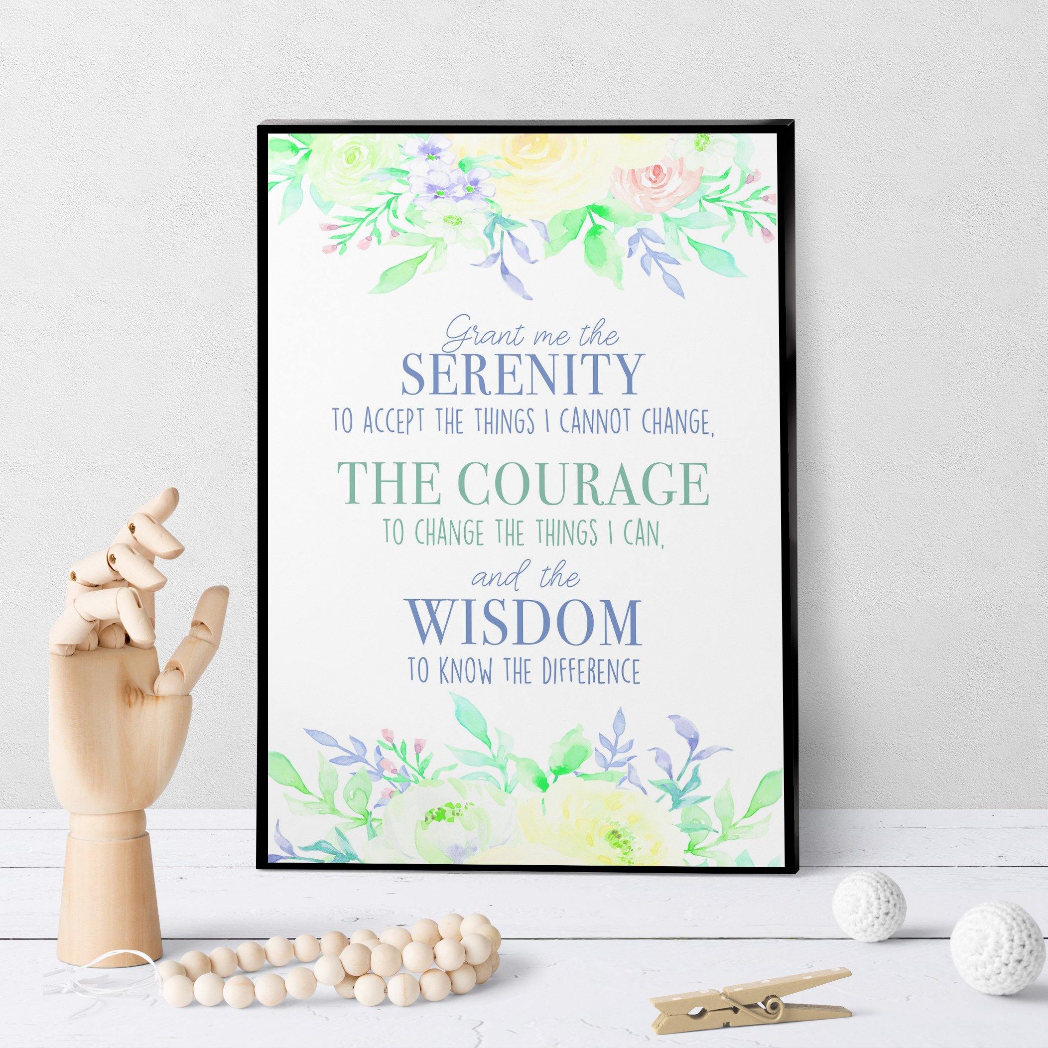 1313 Serenity Prayer Watercolour Floral Art