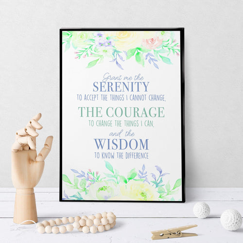1313 Serenity Prayer Watercolour Floral Art - deloresartcanada