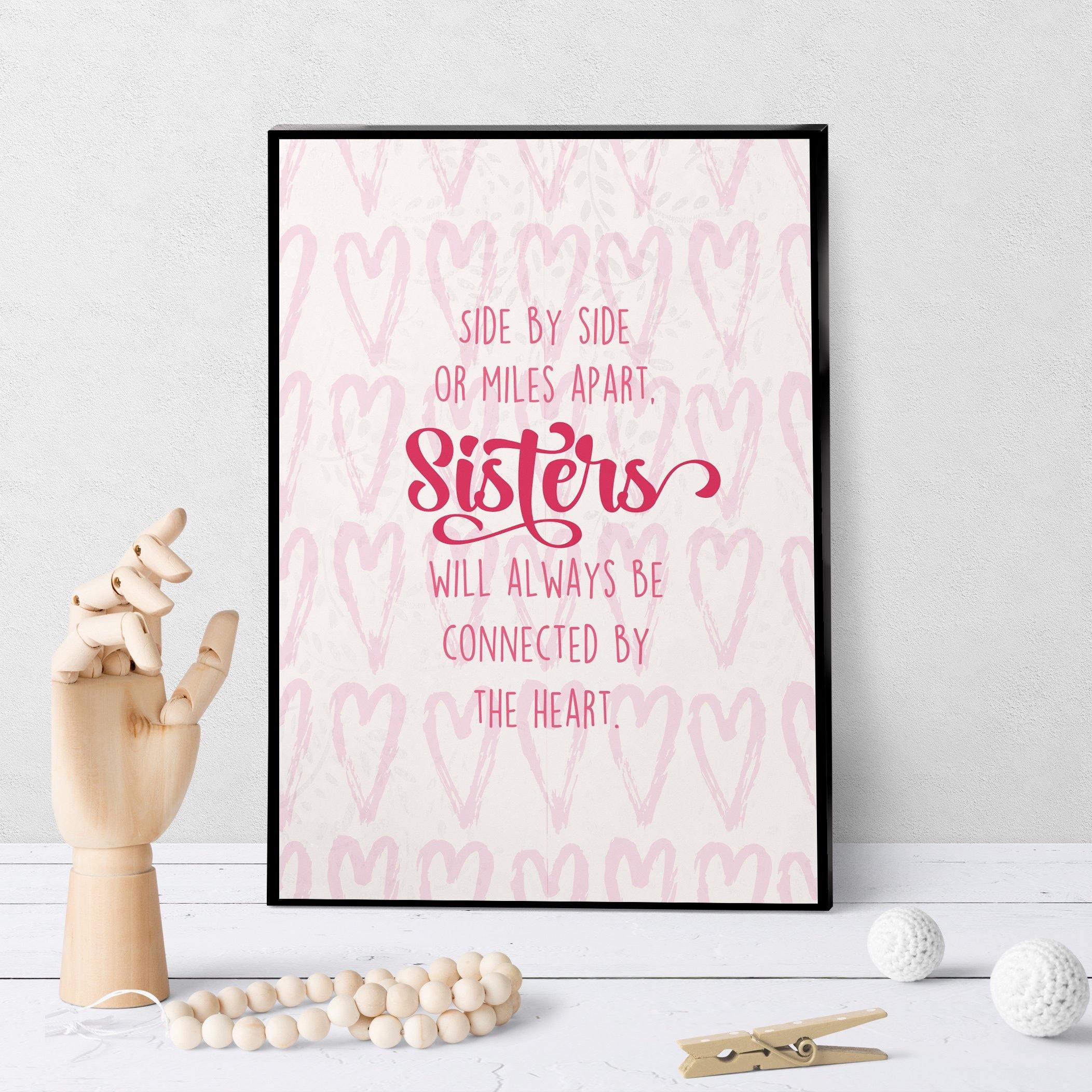 1331 Sisters Side By Side Connected By Heart Art