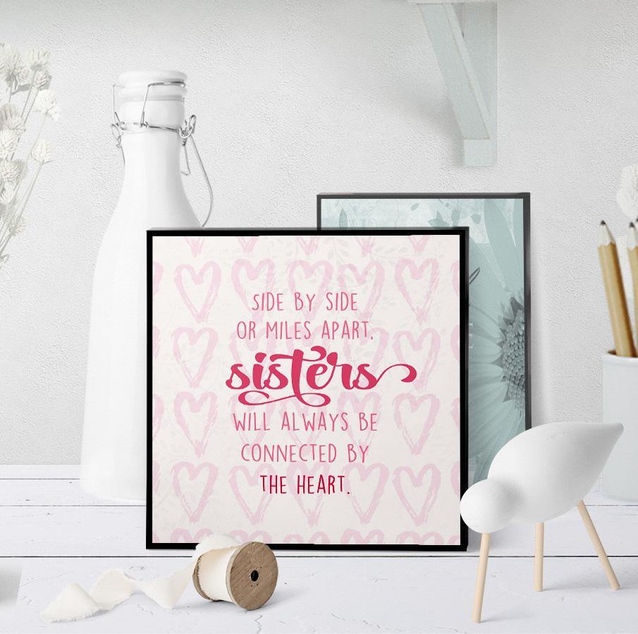 1331 Sisters Side By Side Connected By Heart Art - deloresartcanada