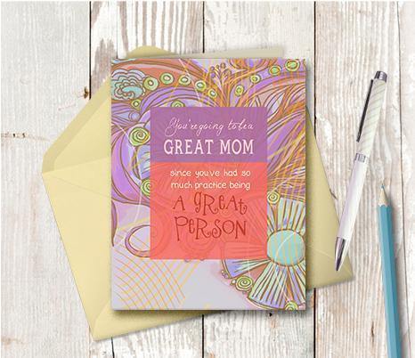 0133 Great Mom Note Card - deloresartcanada