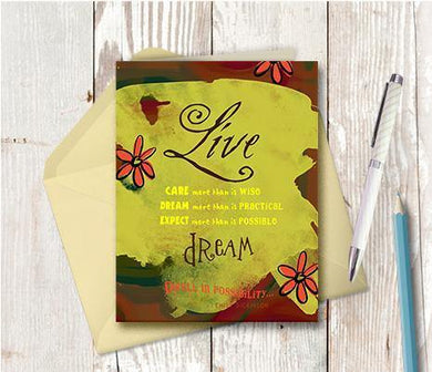 0135 Live Care Dream Pink Note Card - deloresartcanada