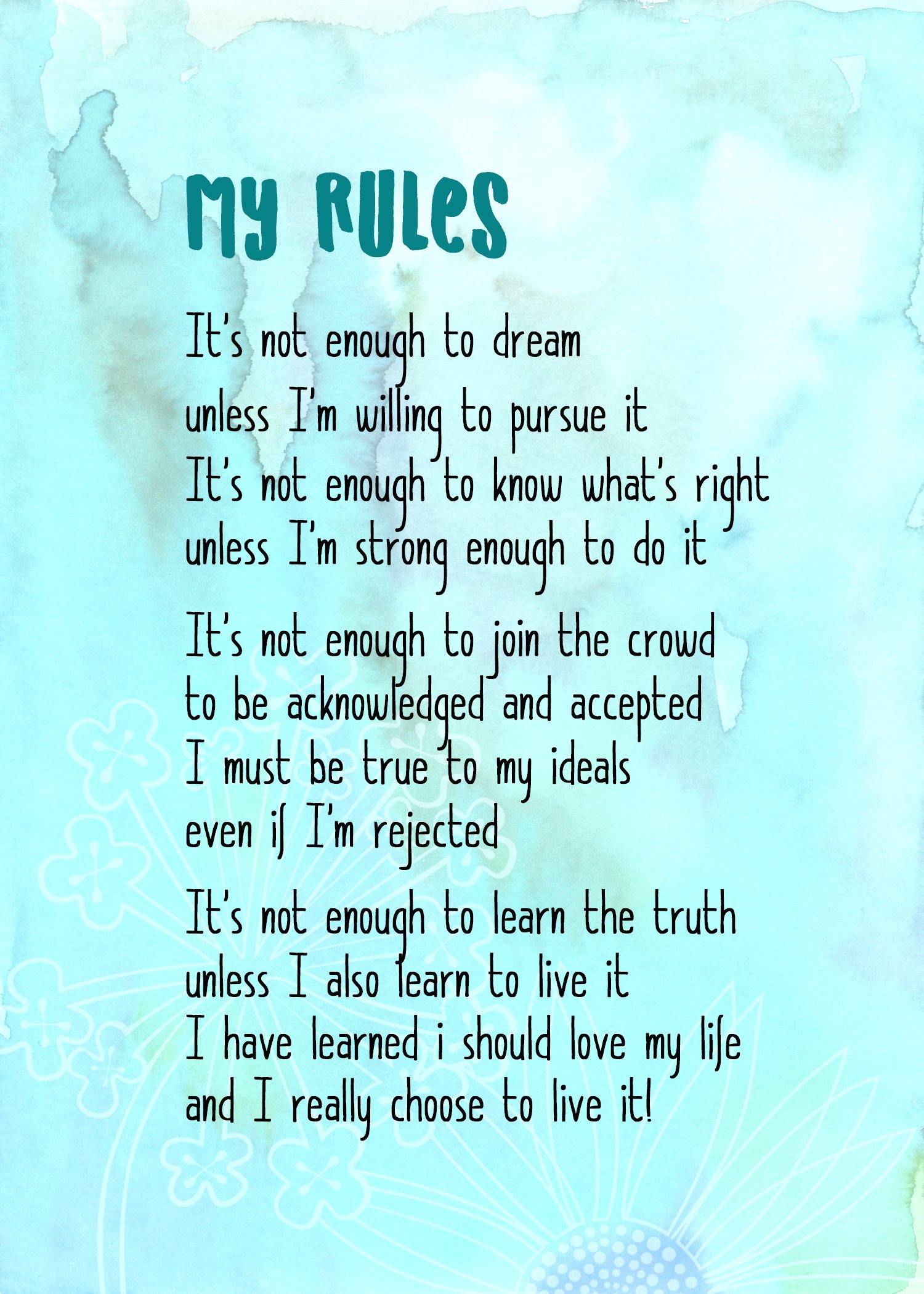 0136 My Rules Note Card - deloresartcanada