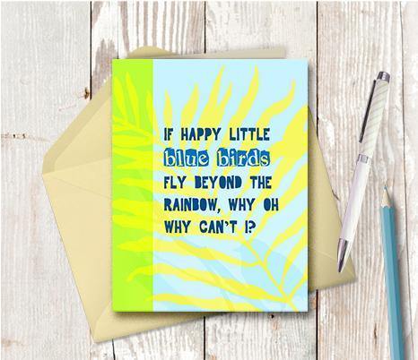 0137 Happy Little Bluebirds Note Card - deloresartcanada