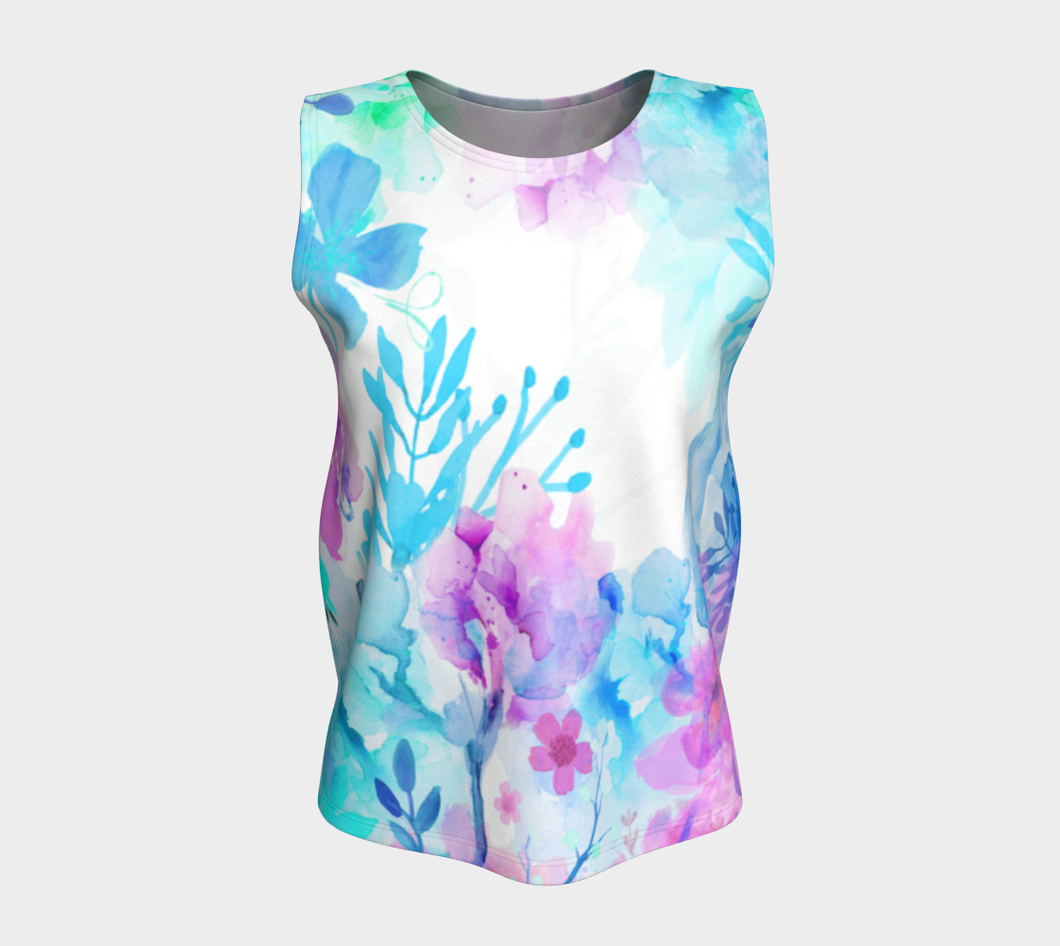 Nature's Bounty Loose Tank in Turquoise and Pink - deloresartcanada