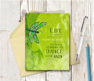 0142 Dance In The Rain Note Card - deloresartcanada