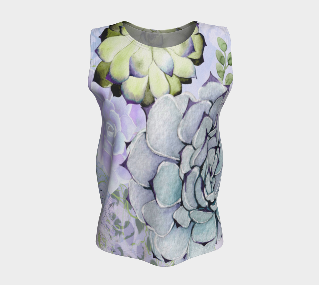 Pekinese Garden Loose Tank in Mauve and Moss - deloresartcanada
