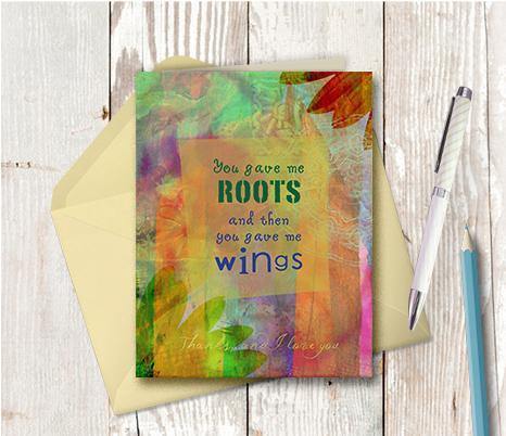 0170 Roots And Wings Note Card - deloresartcanada