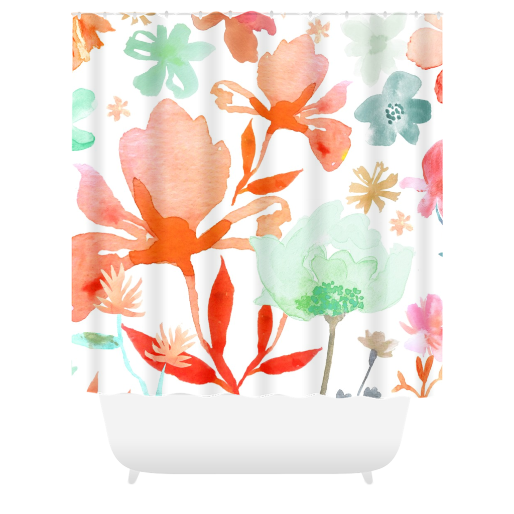Dreamy Garden Coral Shower Curtains - deloresartcanada