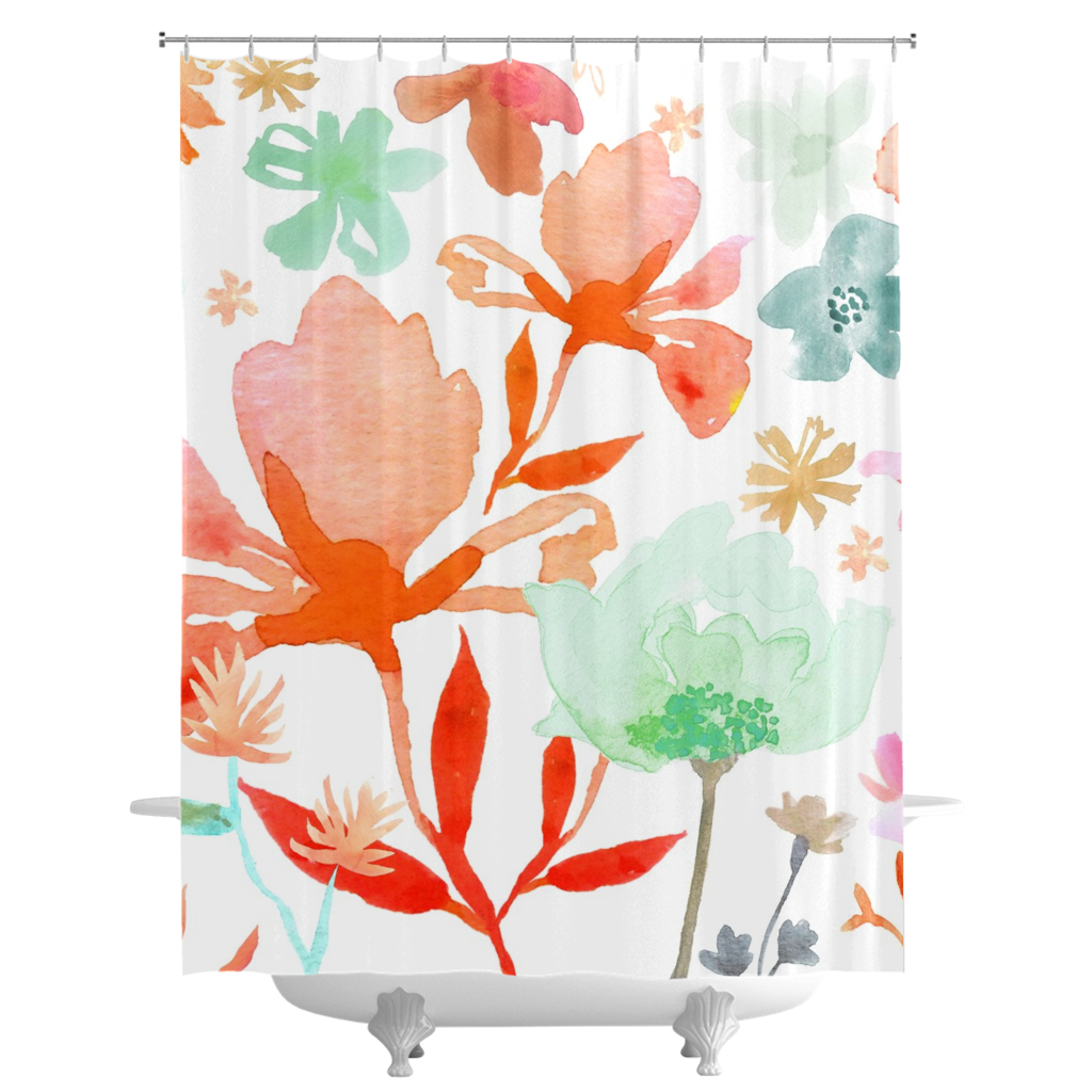 Dreamy Garden Coral Shower Curtains - deloresartcanada