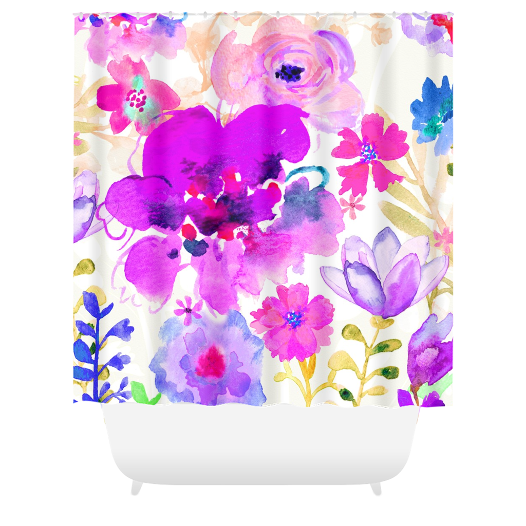 Magenta Floral Shower Curtains - deloresartcanada