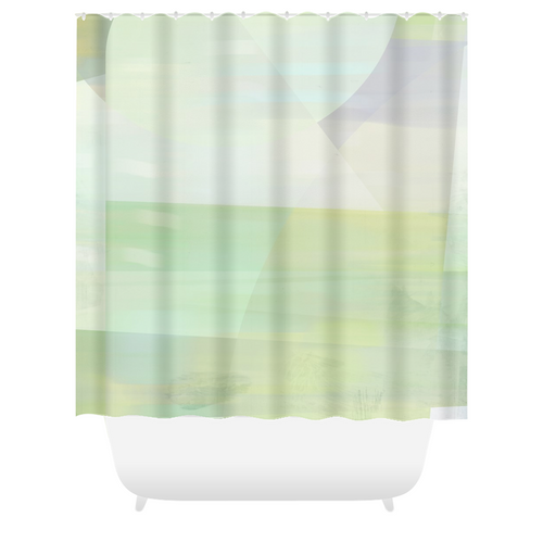 Angle Iron Soft Greens Shower Curtains - deloresartcanada
