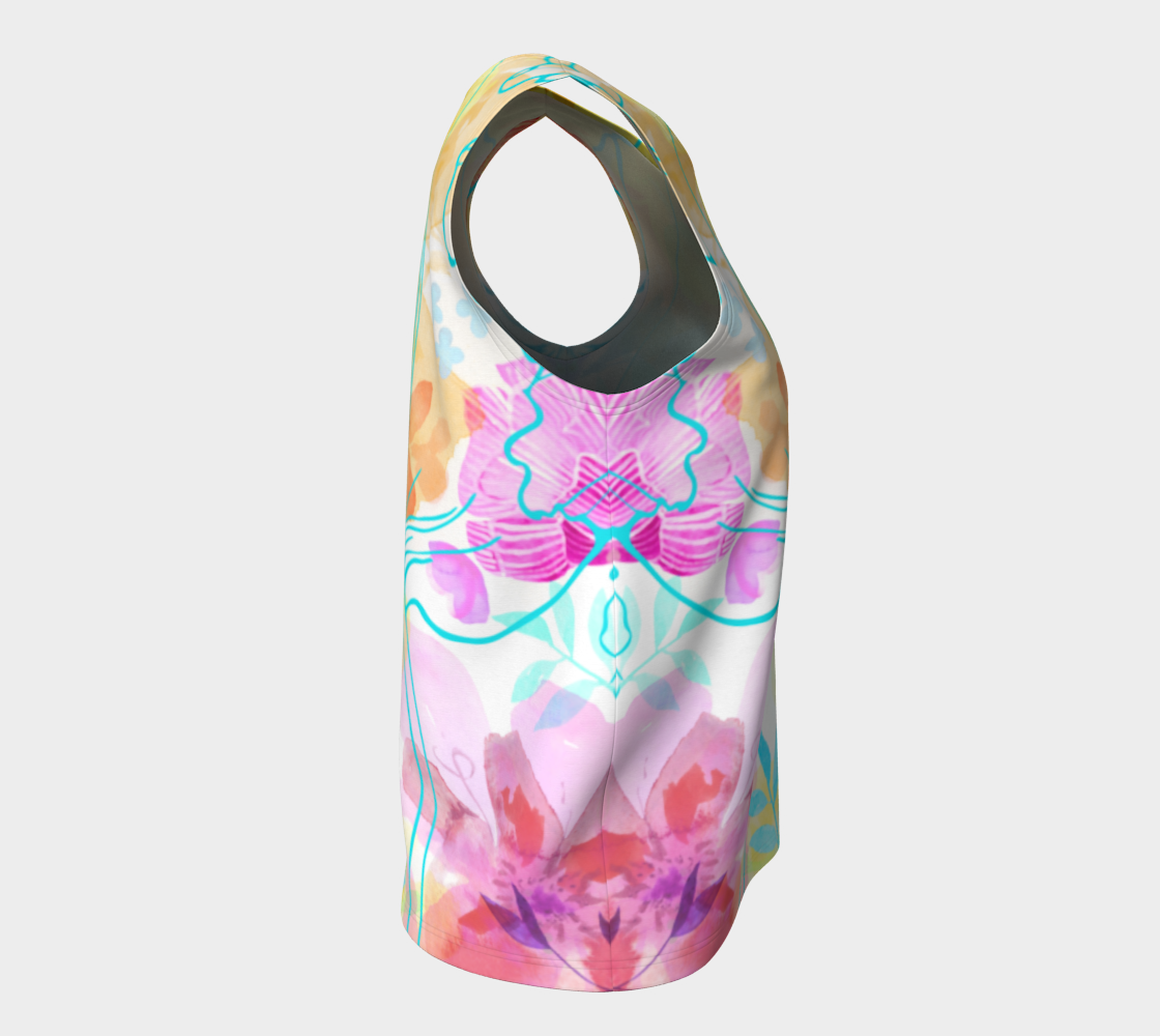 Posy Cluster Loose Tank in Turquoise, Yellow and Pink - deloresartcanada