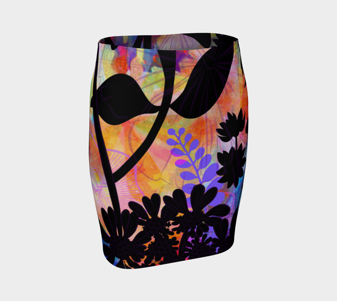 Hawaii Hibiscus Fitted Skirt by Deloresart - deloresartcanada