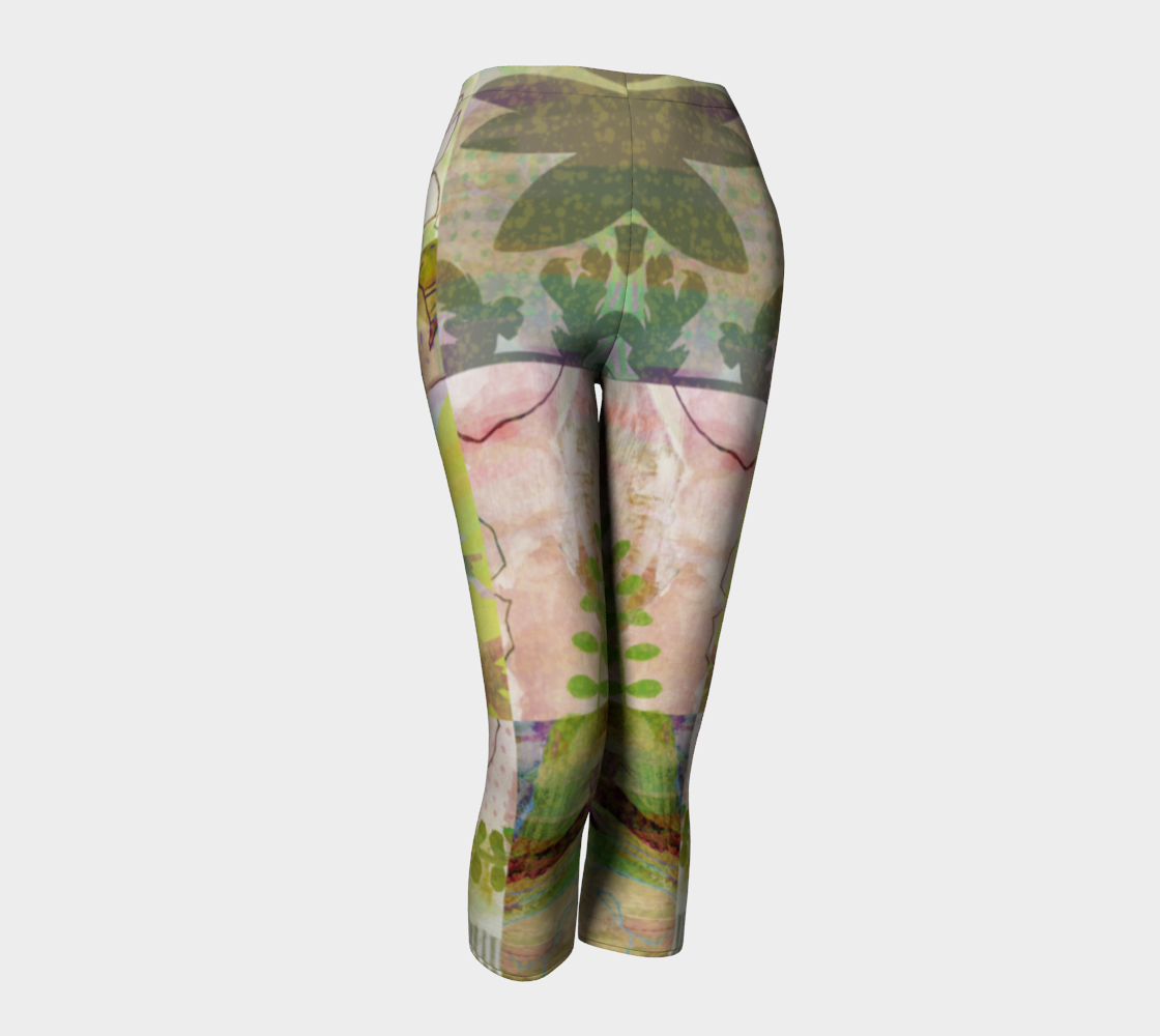 Sage Obscurity Collage Capris by Deloresart - deloresartcanada
