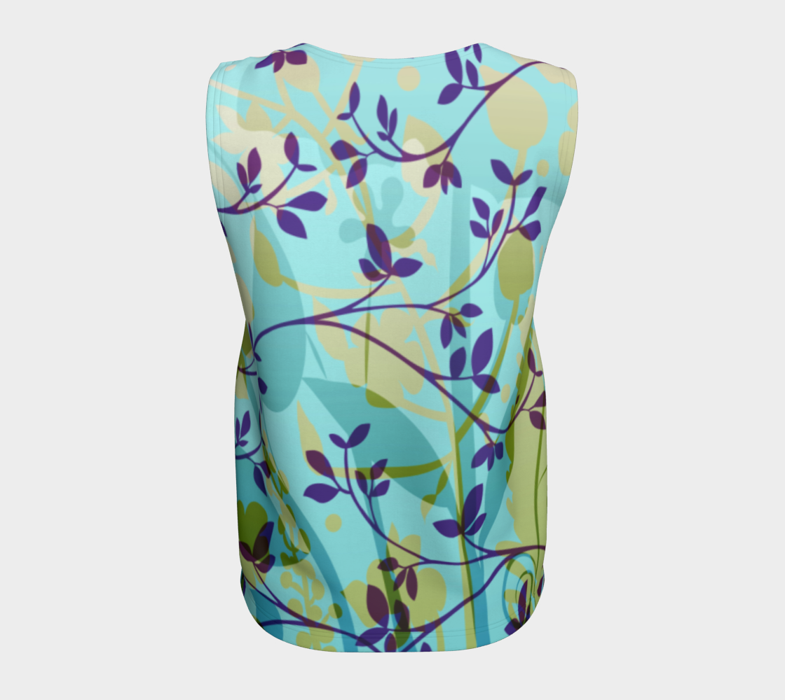 Fanciful Forest Loose Tank Teal and Purple - deloresartcanada