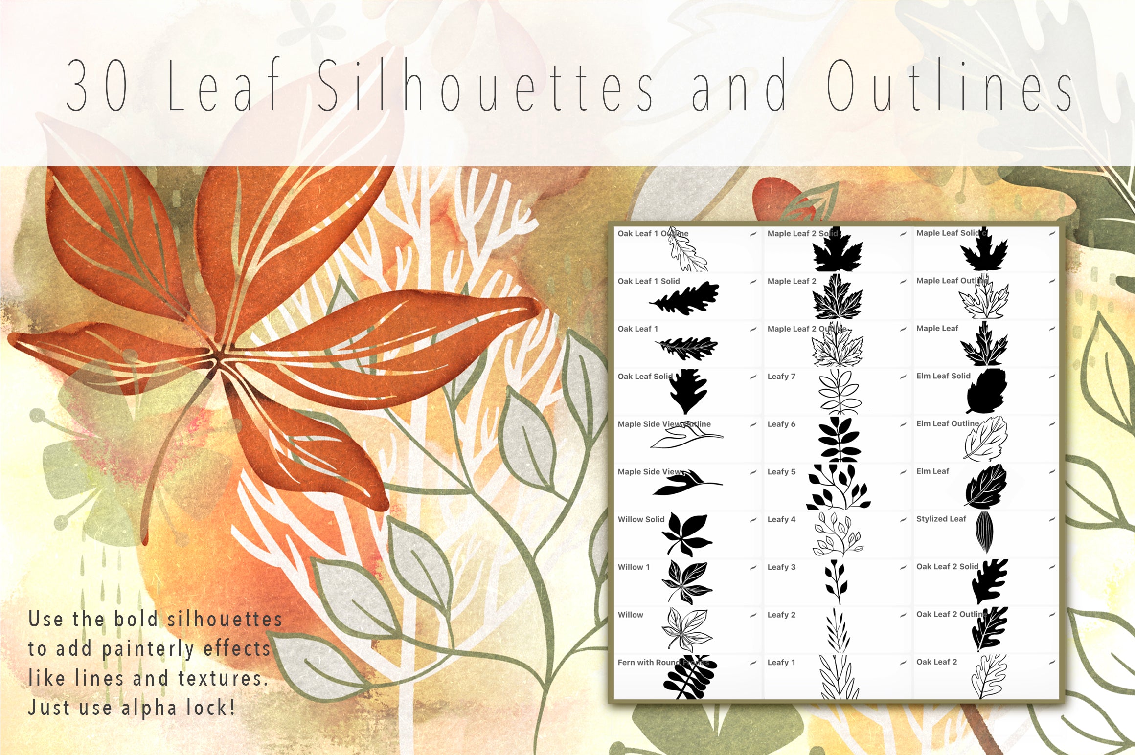 Volume 038 - Tawny Autumn Leaves Procreate Stamp Brushes