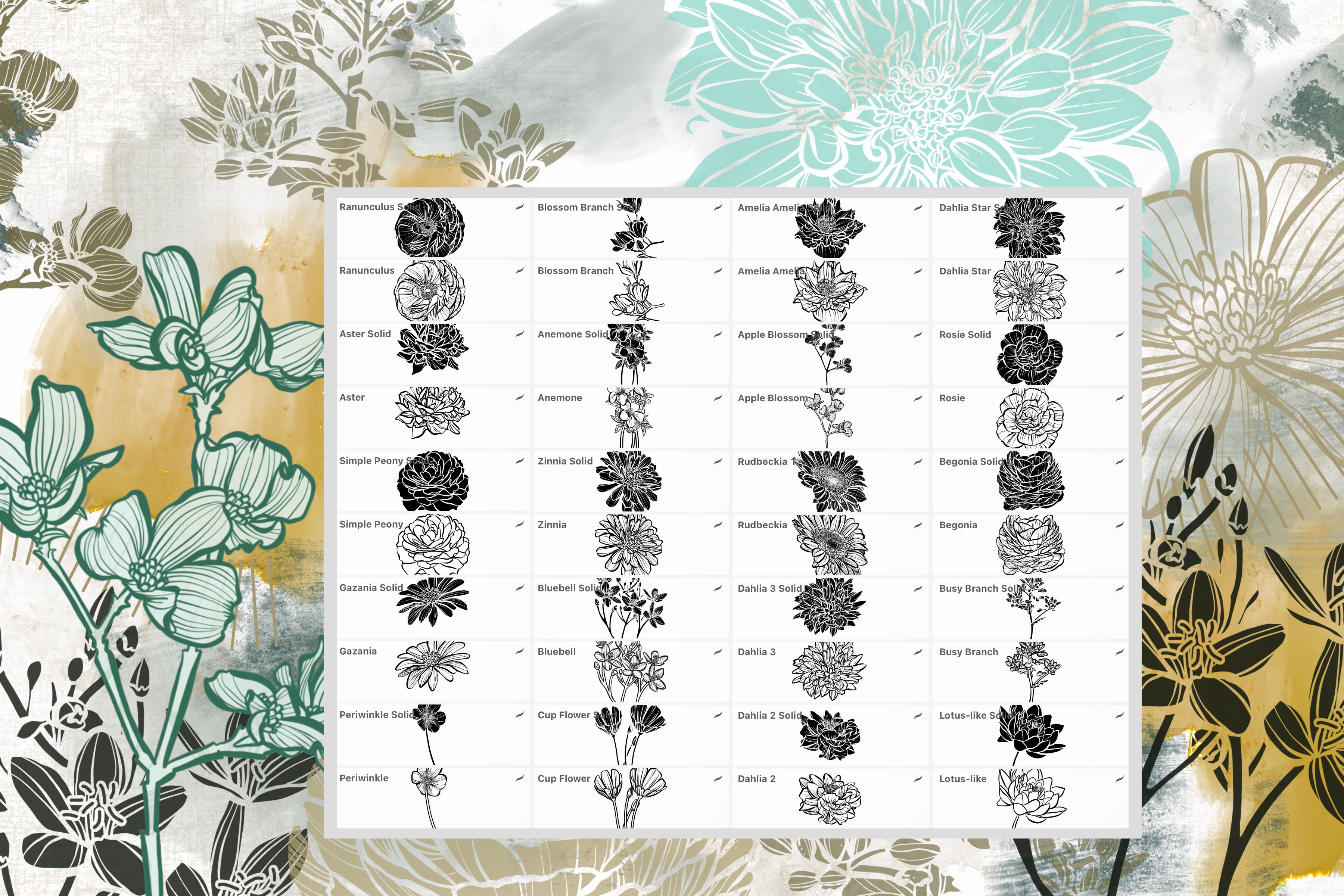 Volume 50 - Procreate Floral Brush Stamps 11