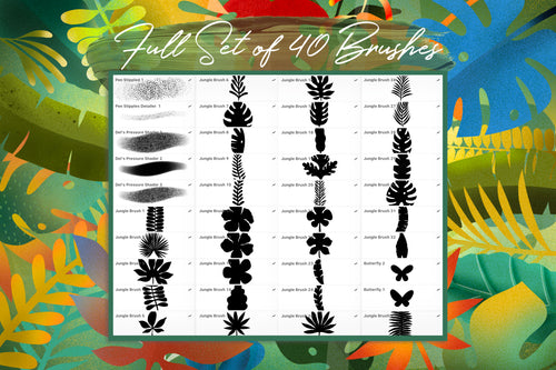 Volume 088 - Lush Tropical Garden Brush Set w Bonus Leafy Ferns