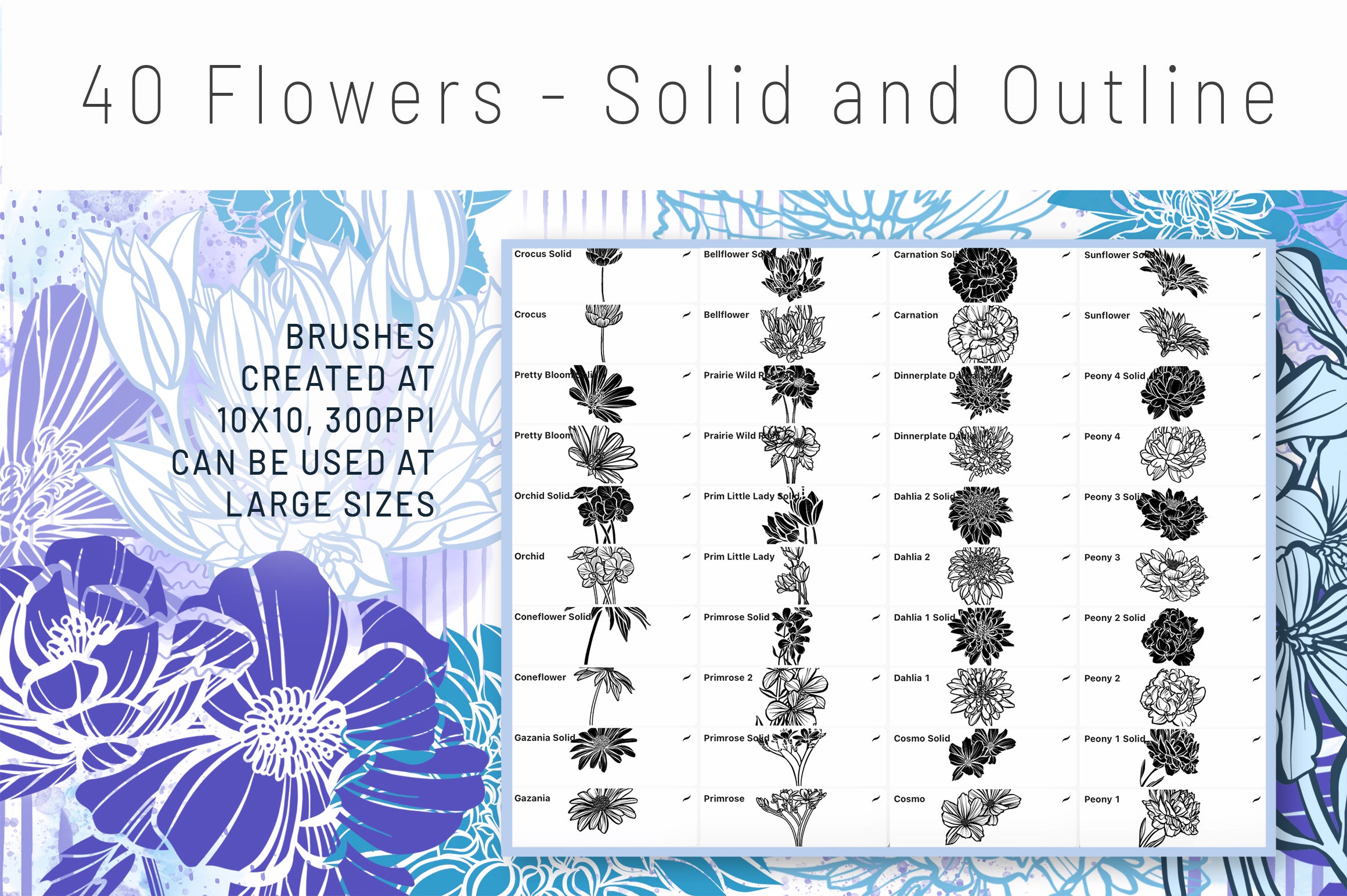Volume 53 - Procreate Floral Brush Stamps 12