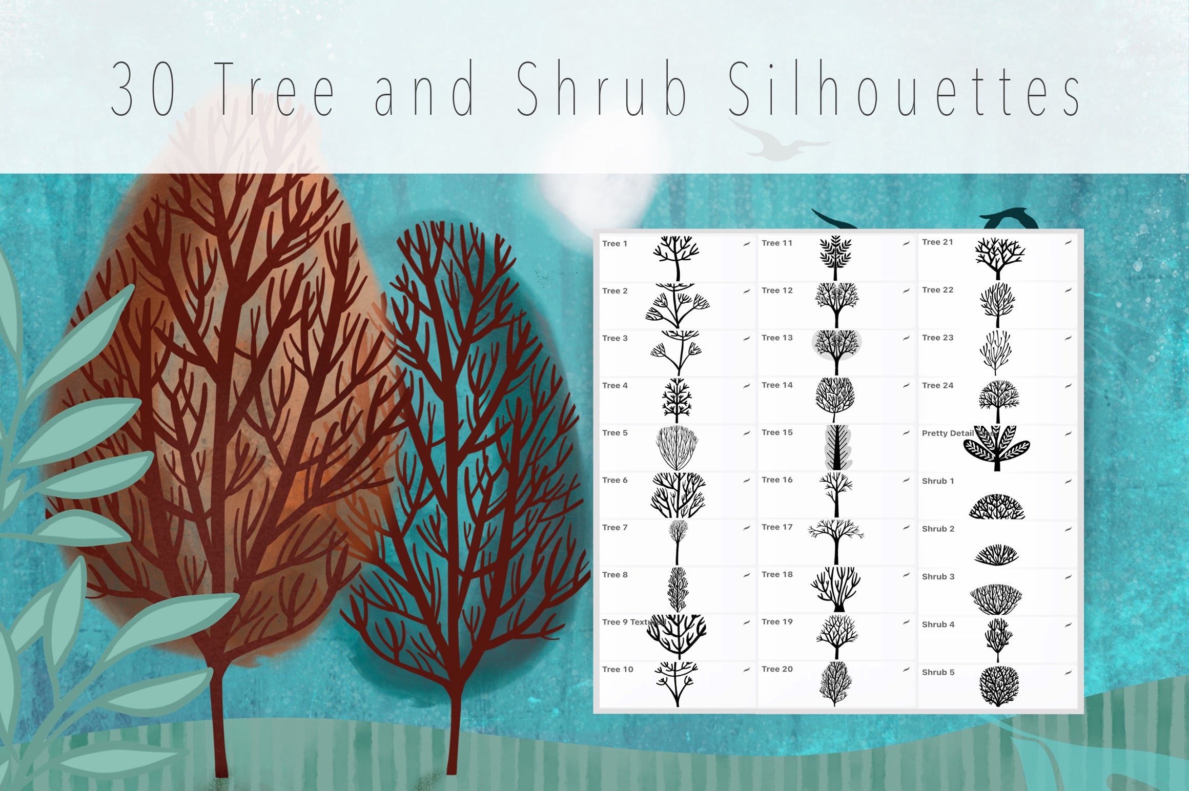 Volume 037 - Stylized Trees and Shrubs for Procreate