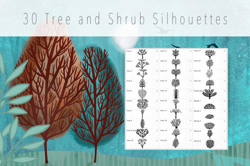 Volume 037 - Stylized Trees and Shrubs for Procreate - deloresartcanada