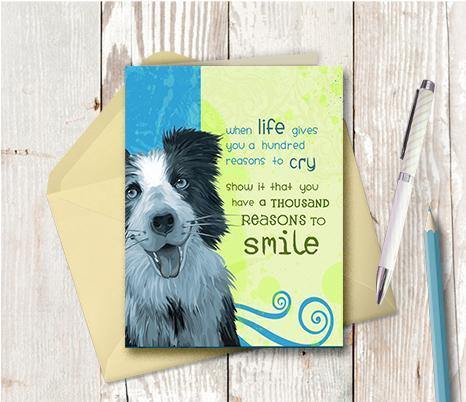 0204 Reasons to Smile Shaggy Dog Note Card - deloresartcanada