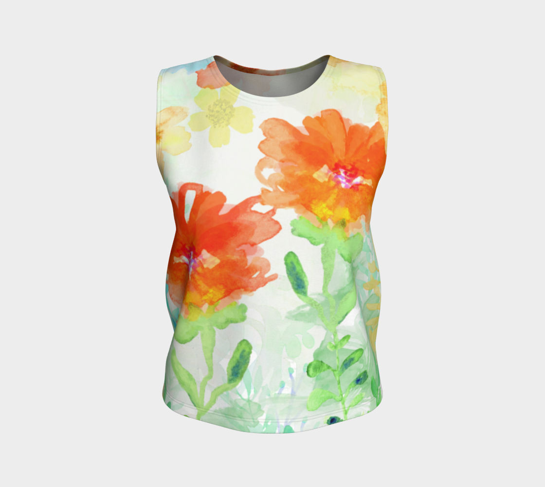 Coral Floral Loose Tank by Deloresart - deloresartcanada
