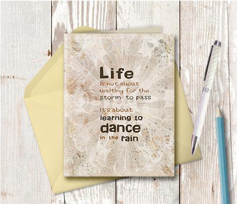 0220 Dance In The Rain Brown Blue Note Card - deloresartcanada