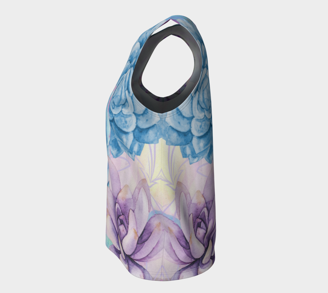 Let's Lovely Garden Loose Tank in Mauve and Blue - deloresartcanada
