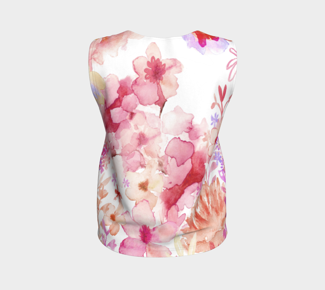 Harmonious garden Loose Tank in Muted Reds - deloresartcanada