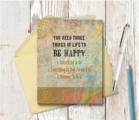 0248 Three Things To Live Note Card - deloresartcanada