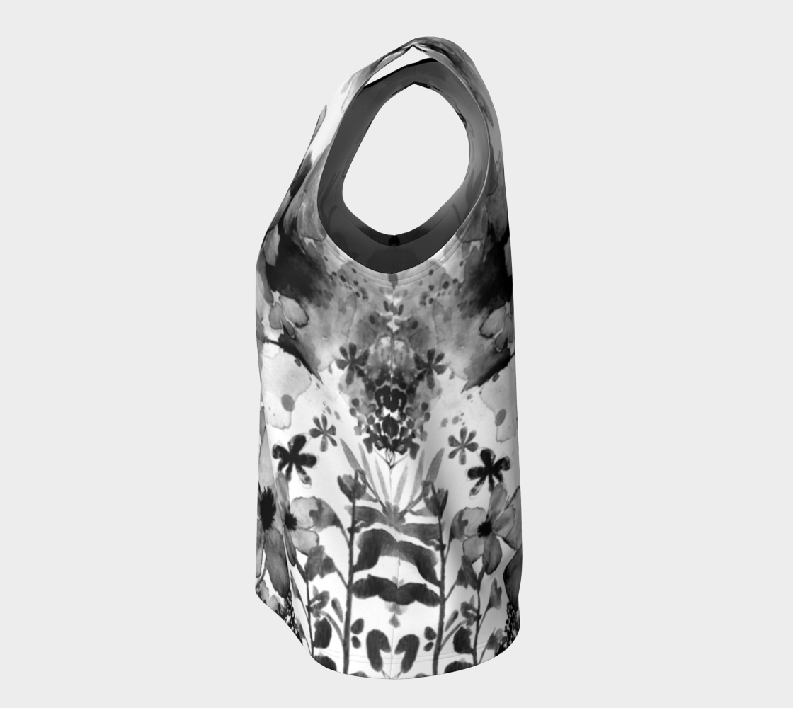 Harmonious Garden Loose Tank in Greyscale - deloresartcanada