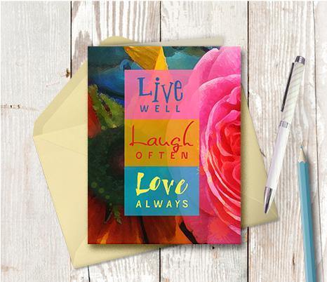 0255 Live Laugh Love Floral Note Card
